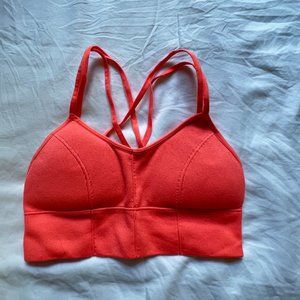Forever 21 Strappy Sports Bra, Size Small in Neon Coral Color